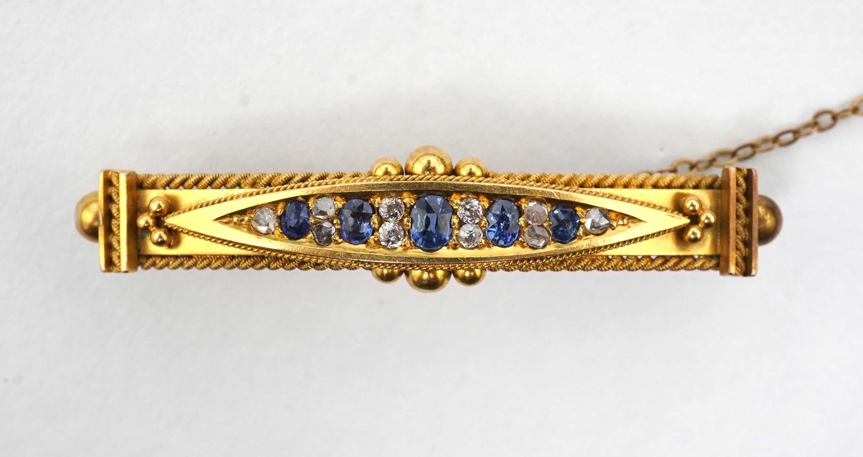 A Victorian sapphire and diamond brooch, late 19th century